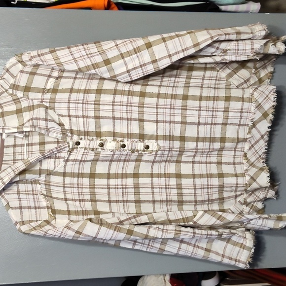 Free People Hooded Plaid Pullover size small - Picture 1 of 8